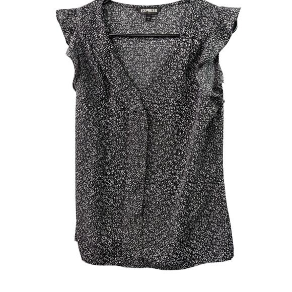 Express Ruffle Cut-Sleeve V-Neck Blouse – Snake Pattern – Size Small - Picture 1 of 6